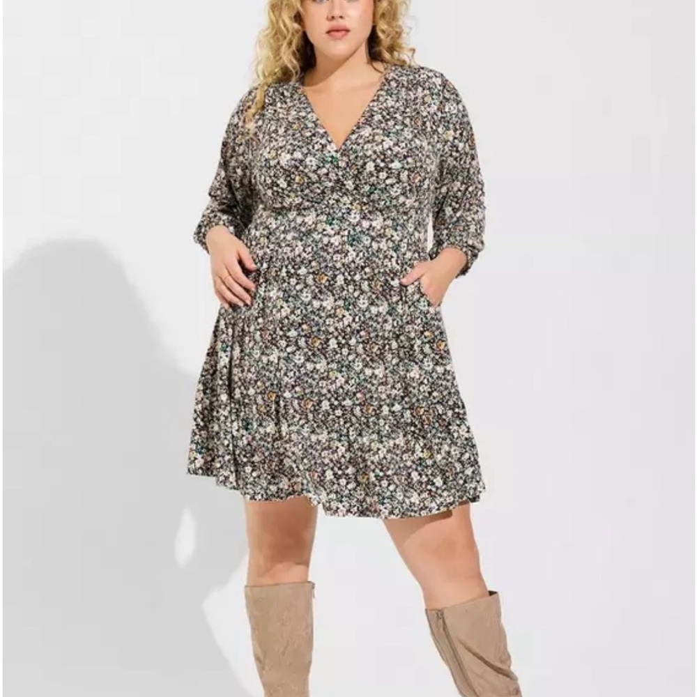 Torrid Multicolor Floral Long Sleeve Dress